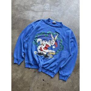 Looney Tunes Bugs Bunny Christmas Crewneck Sweatshirt Holidays Santa List 1995 M